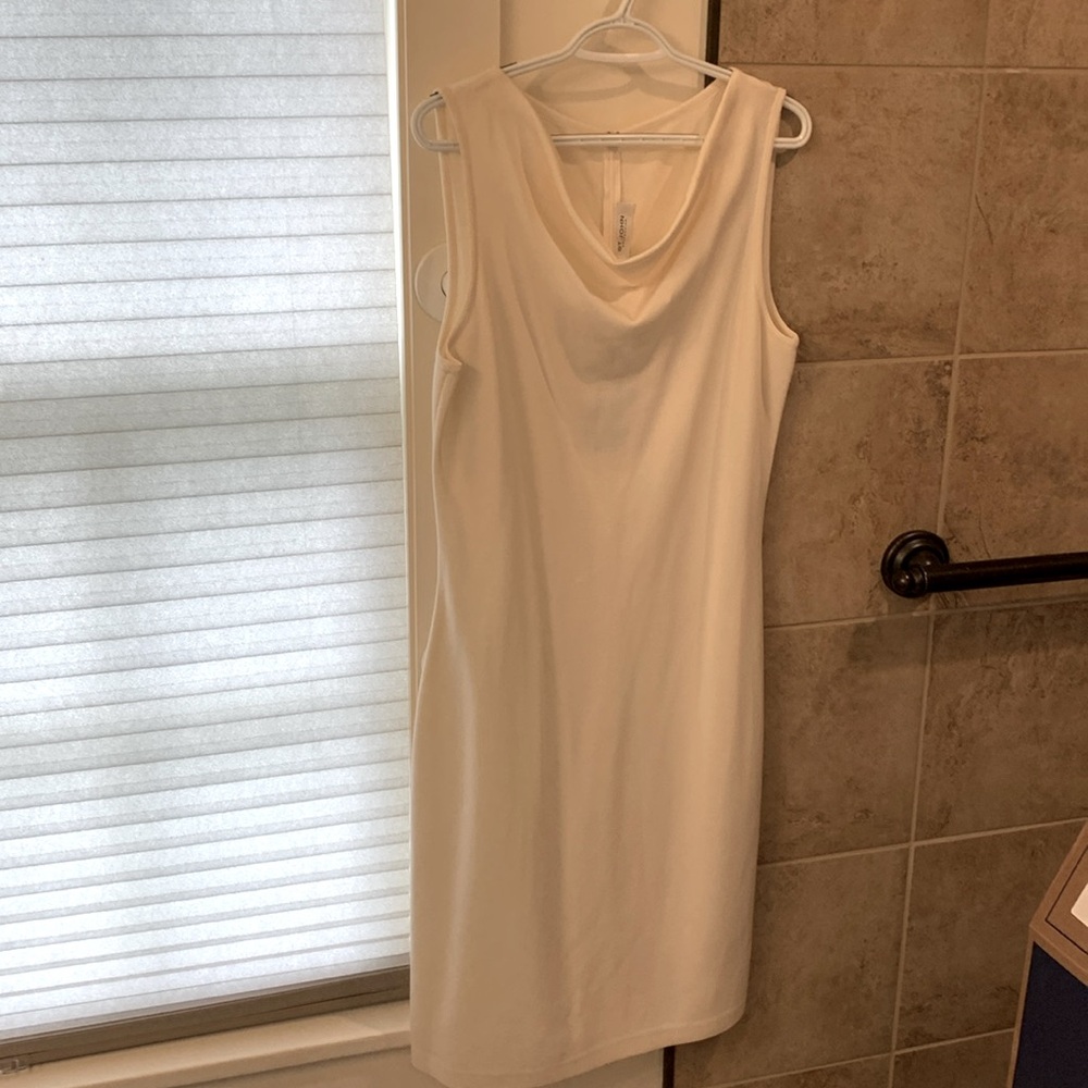 St.John Collection Santana cowl neck knit dress. NWT. Bright White. Size 12
